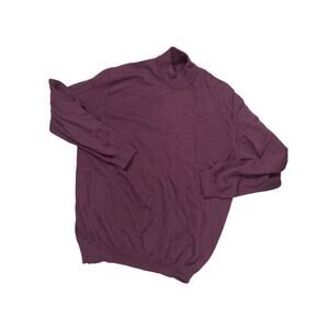 Vintage Woolmark Men’s Large Burgundy Purple 100% Wool High Neck Sweater
